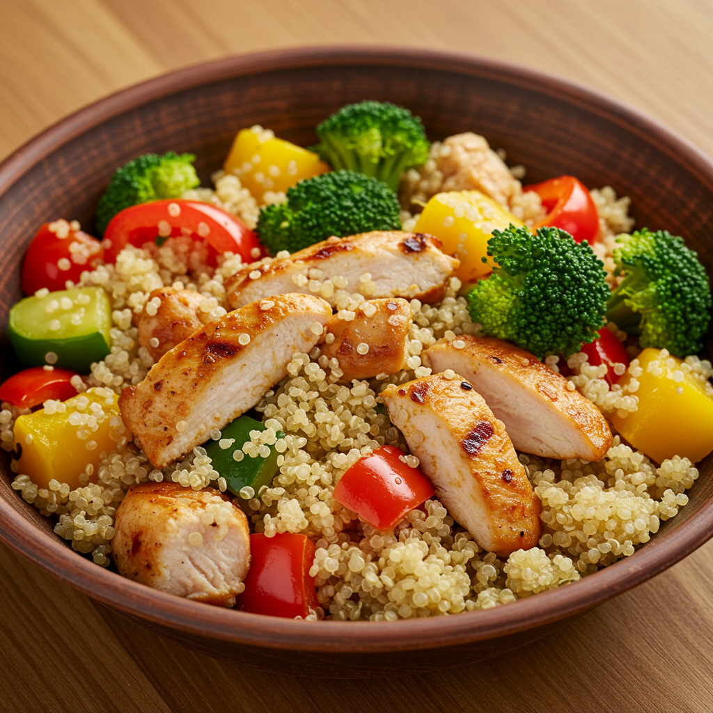 Salada de Quinoa com Frango Grelhado e Legumes